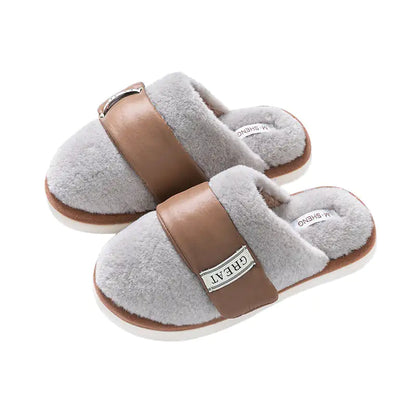 Autumn And Winter Indoor Home Slipper Plus Velvet Warm Couple Bedroom Cotton Shoes